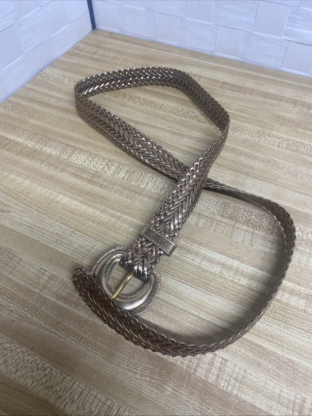 Metallic Bronze Braided Women’s Belt 1” Boho ‘80’s Glam Vintage USA Jaclyn Smith